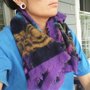 YSL vintage funky bohemian scarf wool classic art